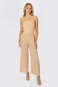 Tobi Falling In Love Back Tie Jumpsuit - Pink White Multi