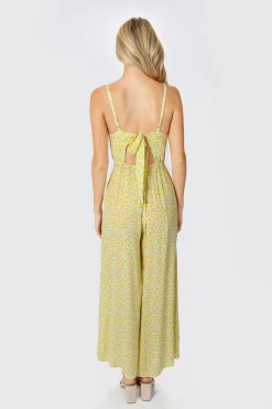 Tobi Falling In Love Back Tie Jumpsuit - Pink White Multi