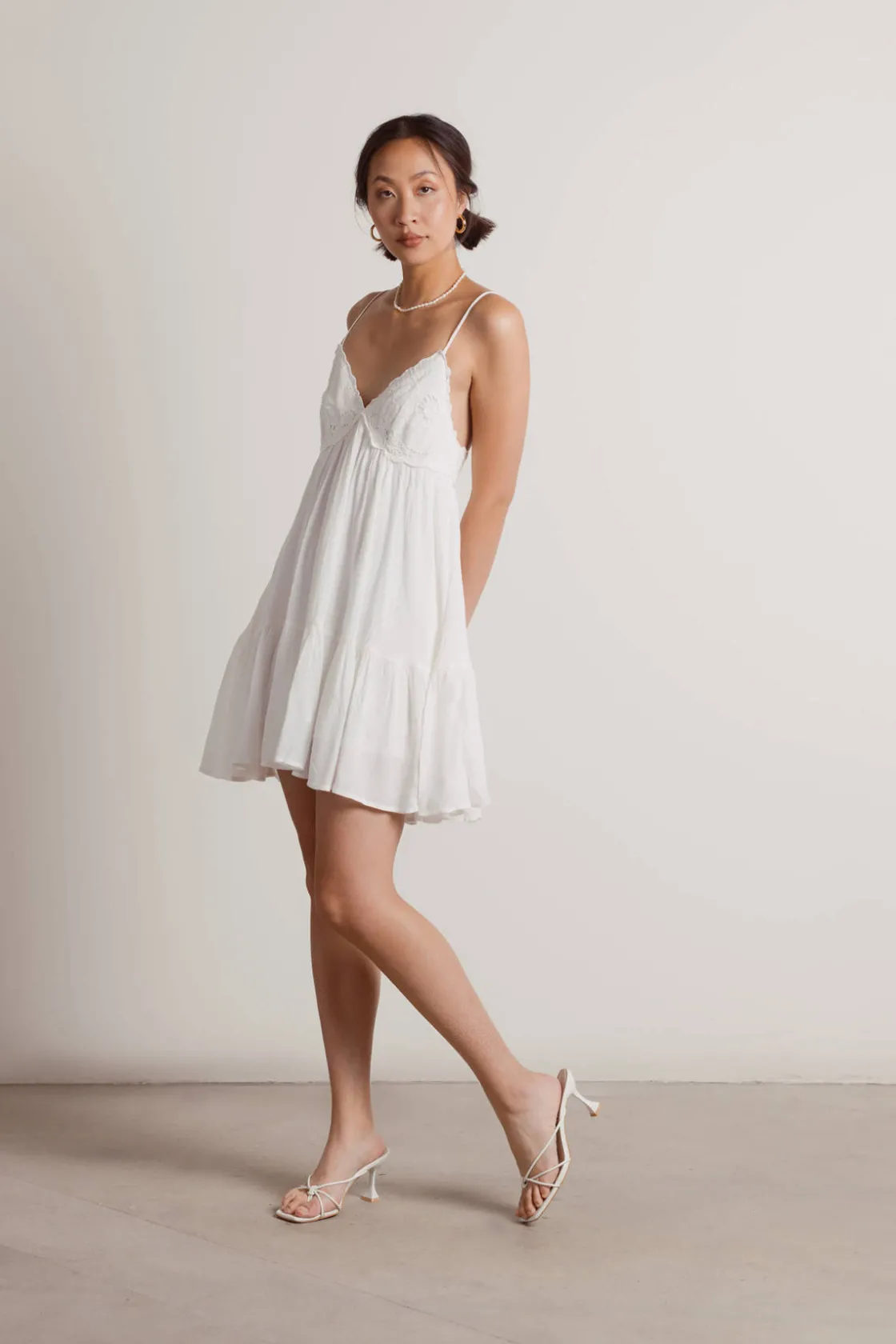 Tobi Feeling Good Cross Back Tiered Mini Dress - Rose