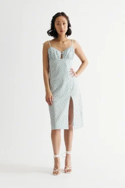 Tobi Feels Like Summer Floral Slit Mini Dress - Ivory Multi
