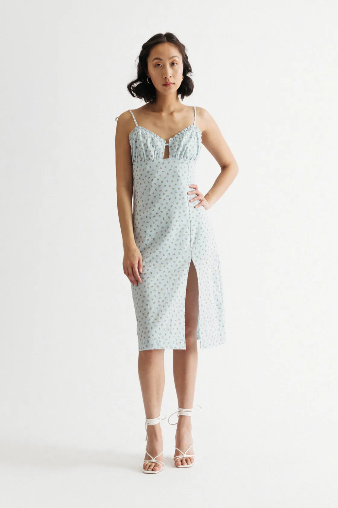 Tobi Feels Like Summer Floral Slit Mini Dress - Ivory Multi