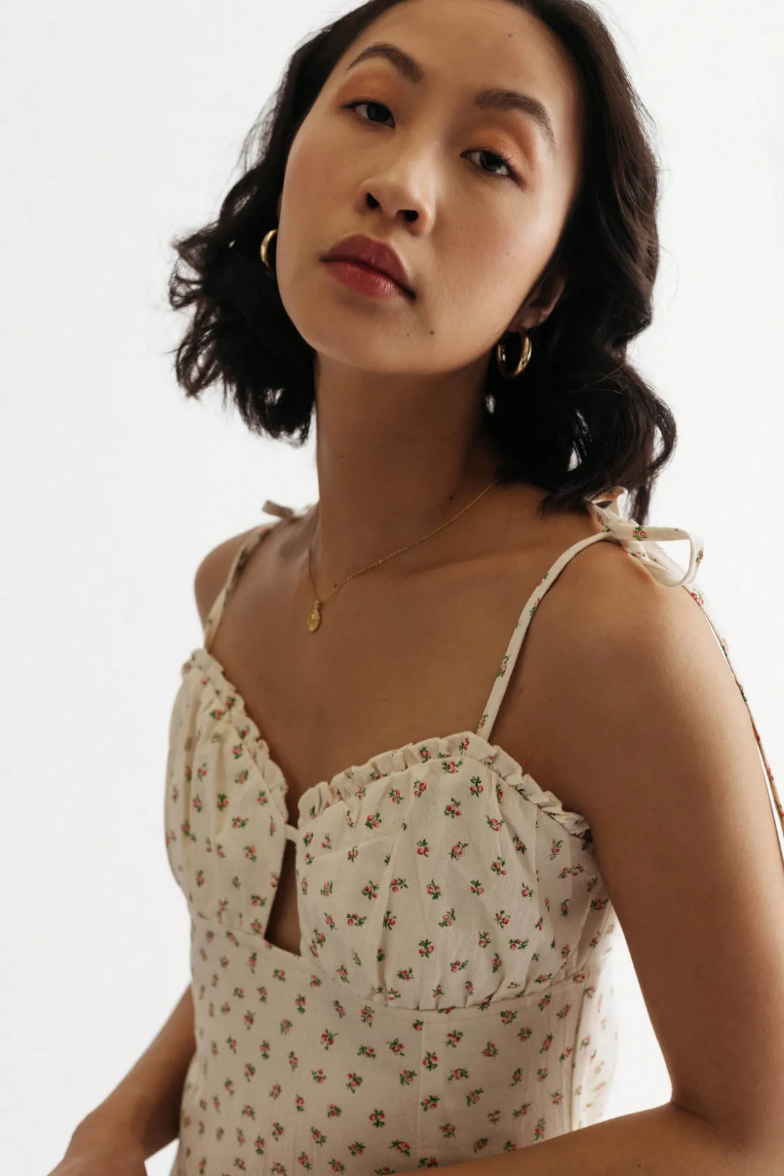 Tobi Feels Like Summer Floral Slit Mini Dress - Ivory Multi