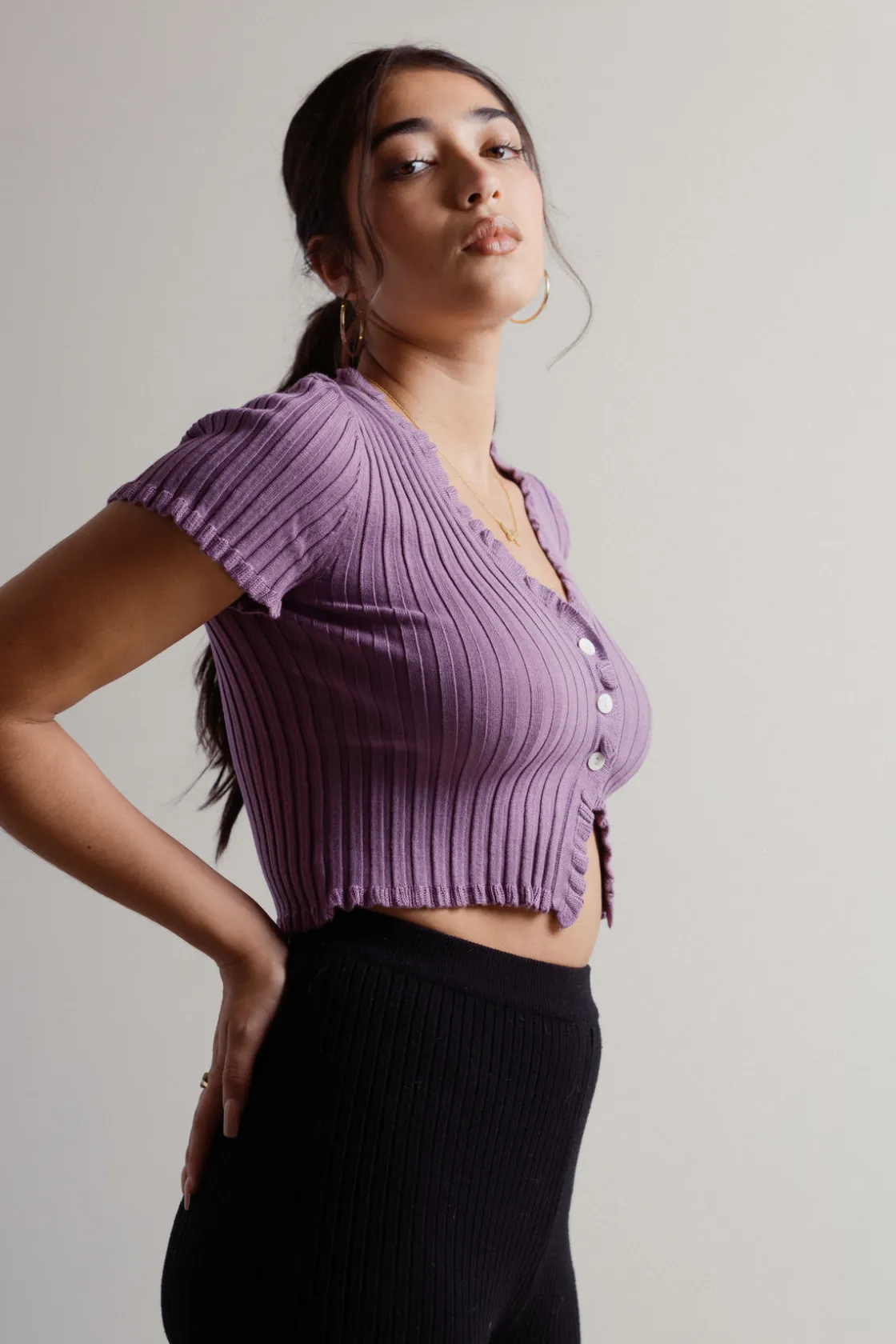 Tobi Feminine Touch Crop Top - Purple