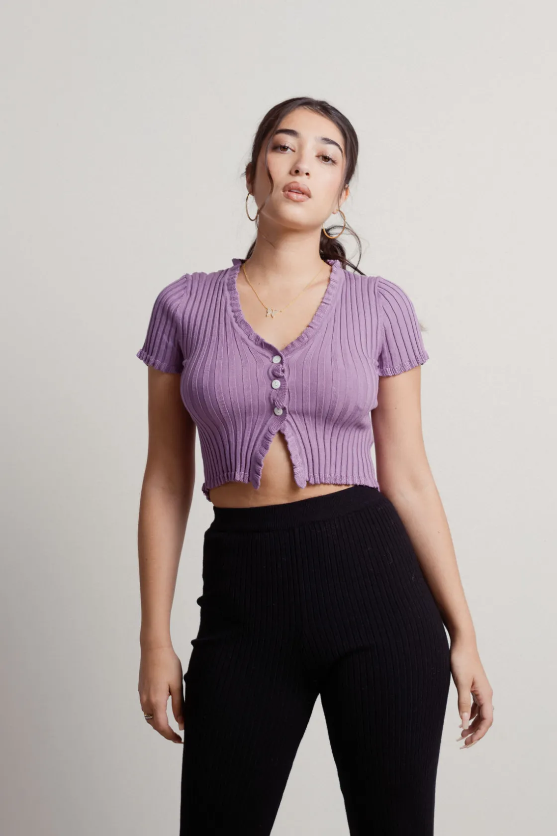 Tobi Feminine Touch Crop Top - Purple