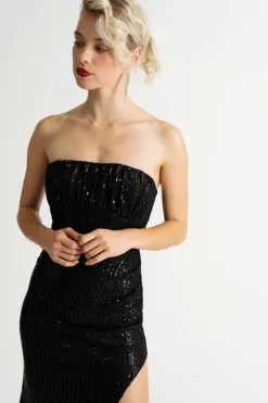 Tobi Feverish Sequin High Slit Maxi Dress -