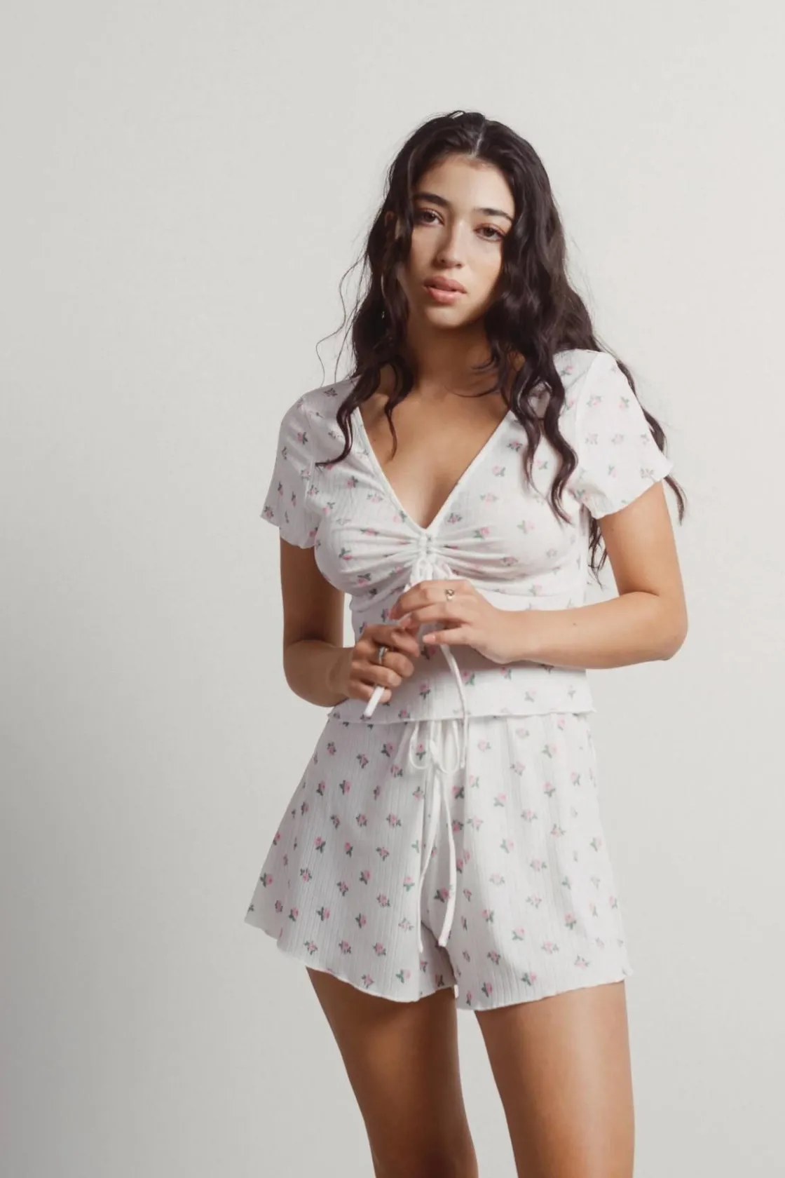 Tobi Field Of Dreams Floral Crop Top And Short Set -