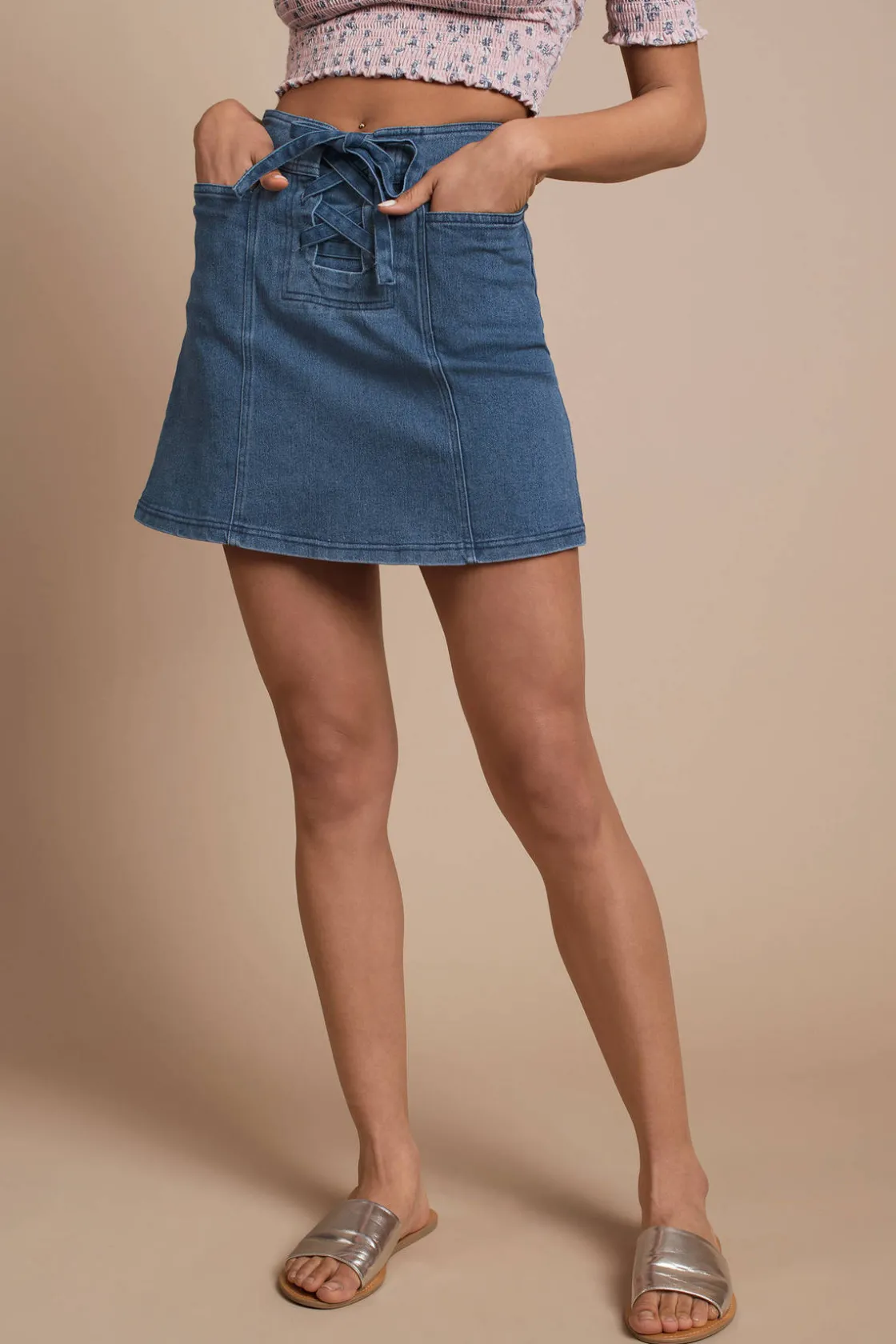 Tobi Finders Keepers Inverse Lace Up Mini Skirt -