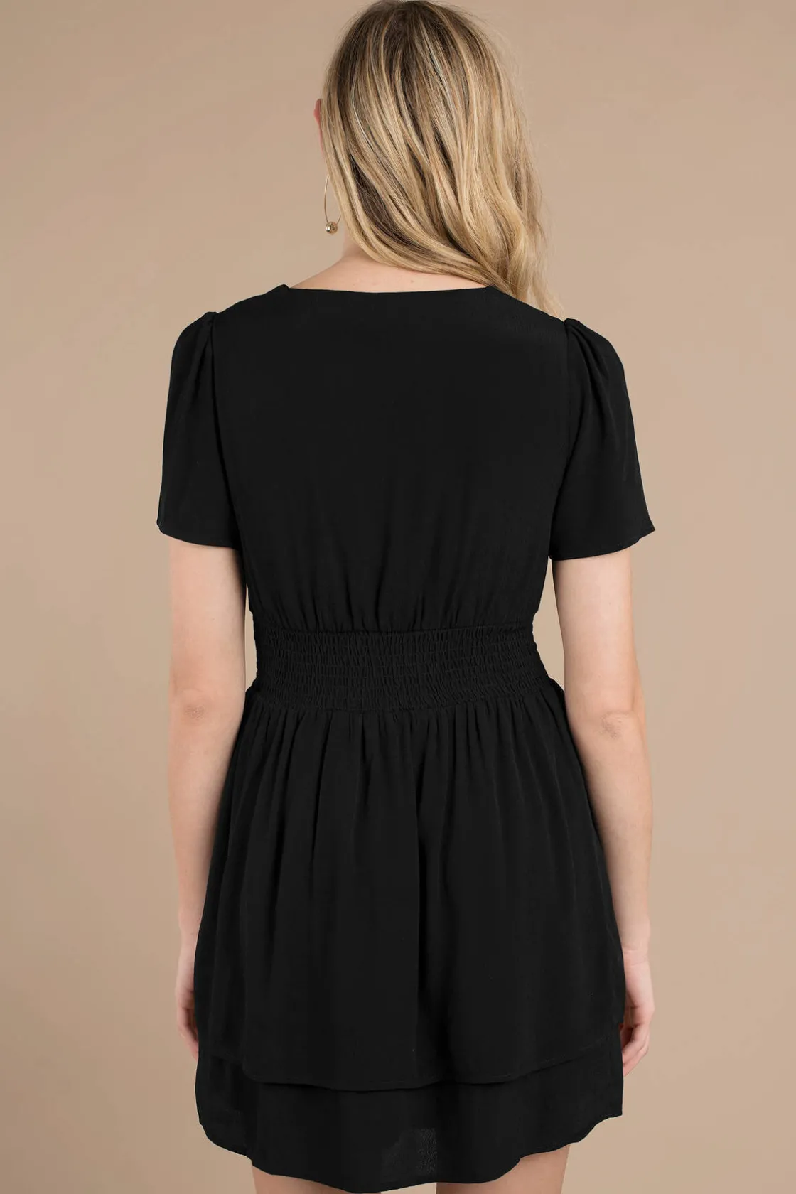 Tobi Float My Way Plunging Smocked Mini Dress -
