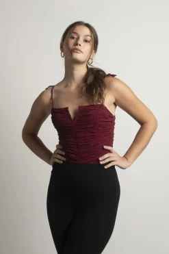 Tobi Folies Lace Bodysuit - Wine