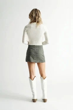 Tobi Follow The Sun Slit Mini Skirt - Olive