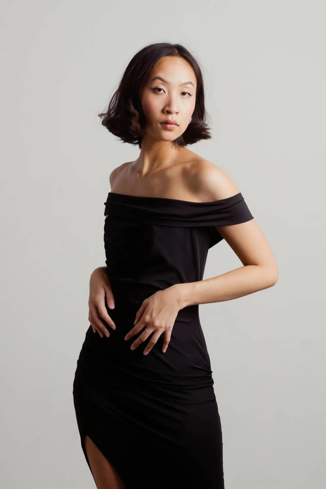 Tobi For Hours And Hours Off Shoulder Slit Maxi Dress