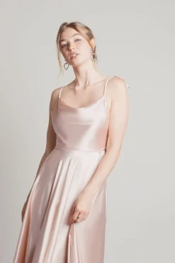 Tobi For The Drama Satin High Slit Maxi Dress - Mauve