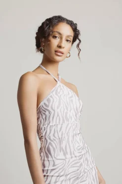 Tobi Forever Love Halter Mesh Mini Dress - Orange