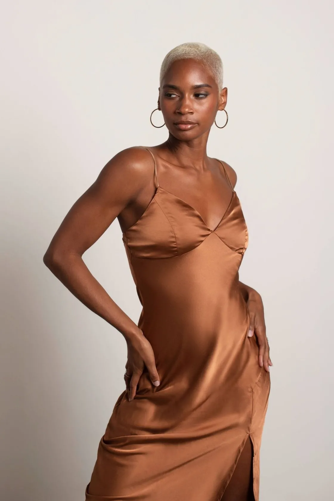 Tobi Forever Yours Satin Slit Midi Dress -