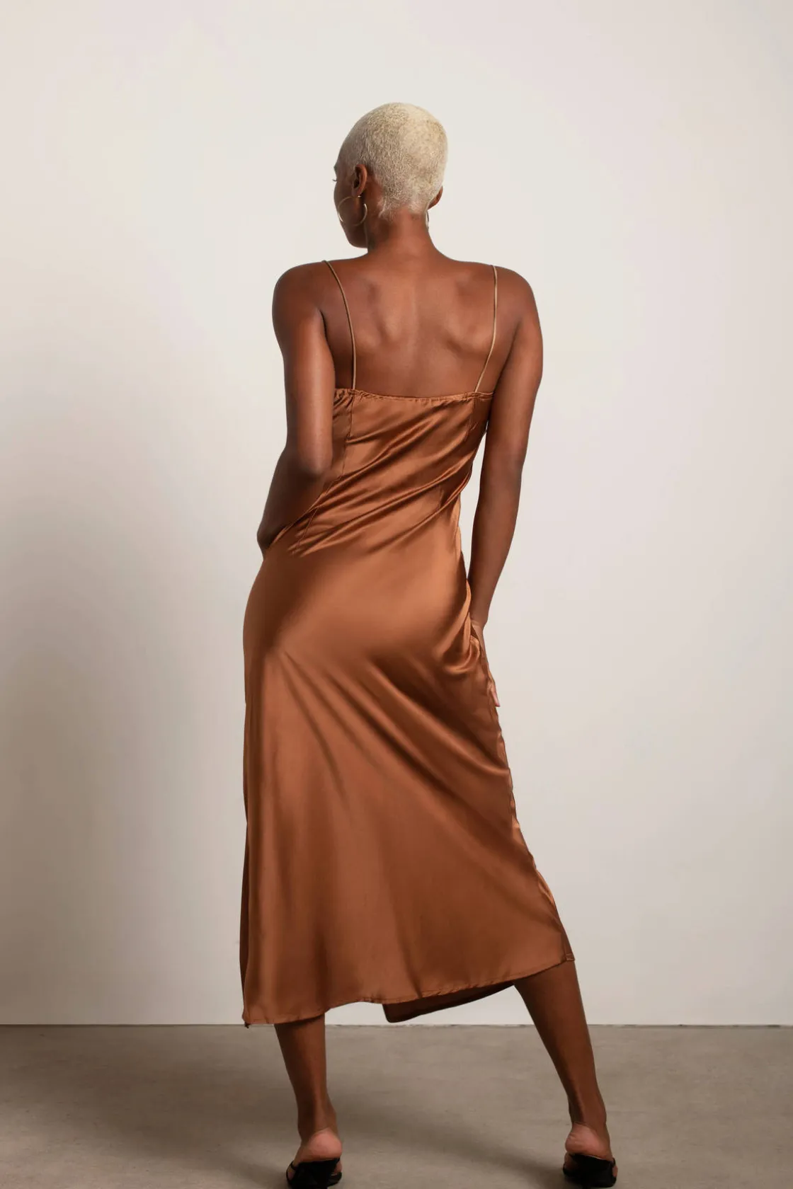 Tobi Forever Yours Satin Slit Midi Dress -