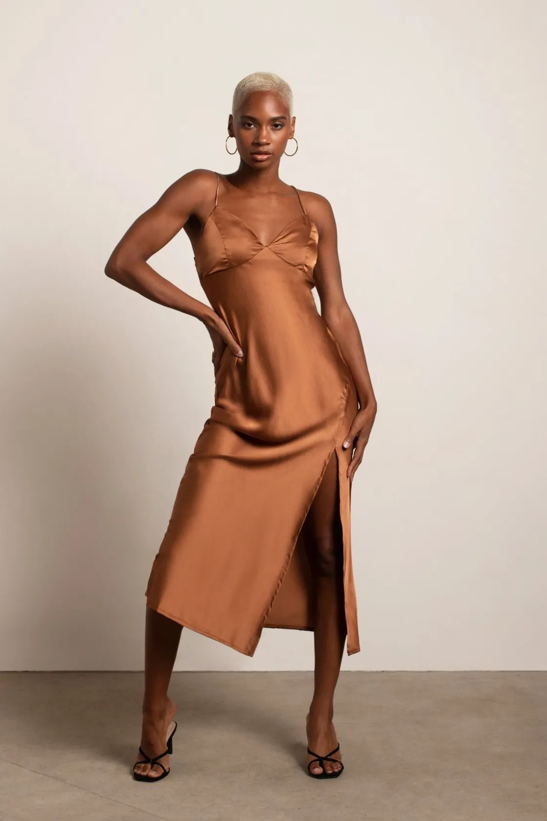 Tobi Forever Yours Satin Slit Midi Dress -