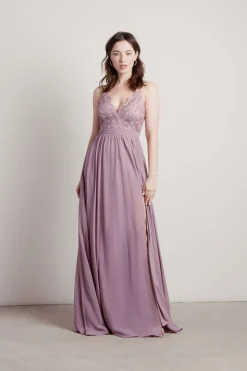 Tobi Forget Me Not Lace High Slit Maxi Dress - Blush