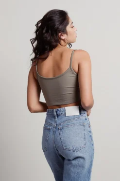 Tobi Free Butterfly Embroidered Crop Top - Heather Grey