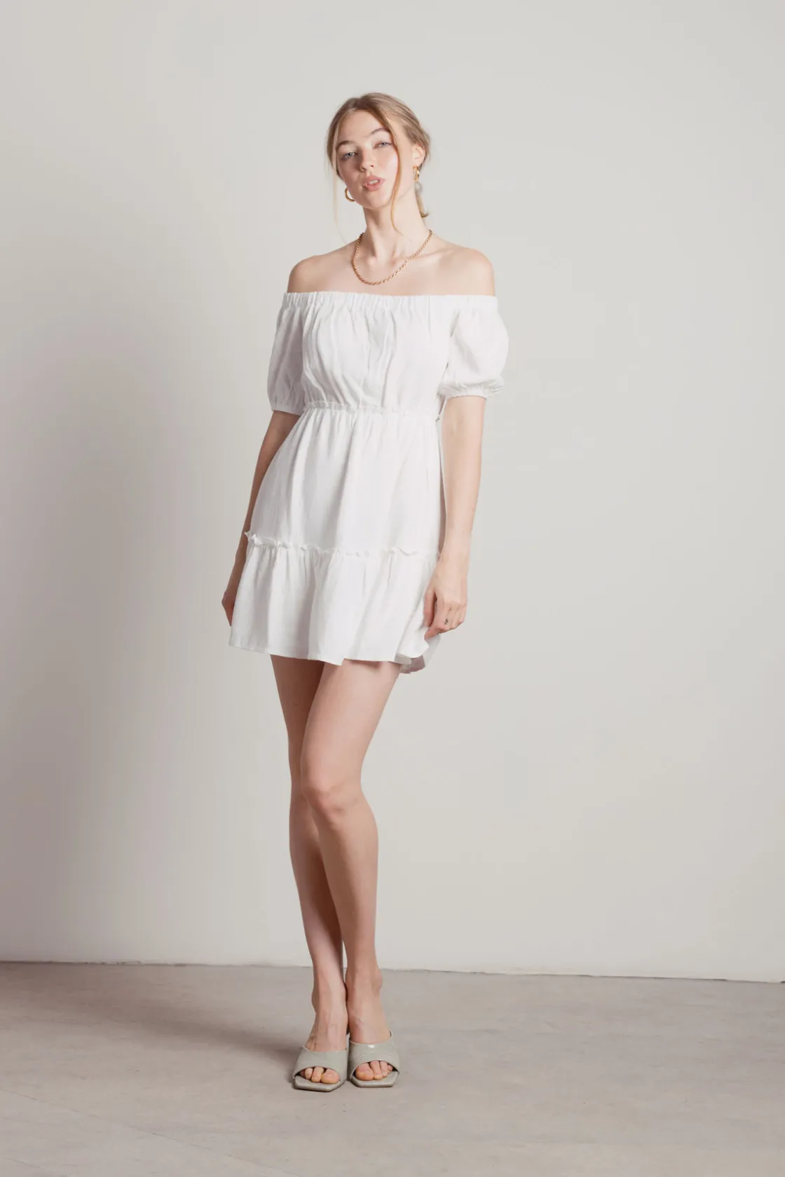 Tobi Fresh Air Off The Shoulder Skater Mini Dress -