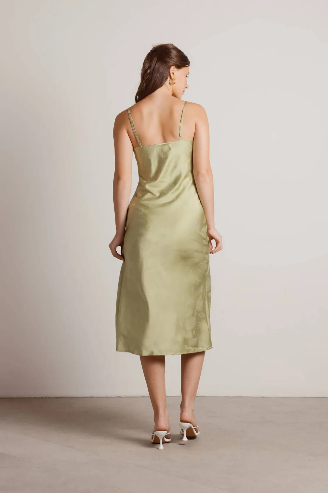 Tobi Fruit Salad Satin High Slit Midi Dress -