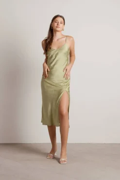 Tobi Fruit Salad Satin High Slit Midi Dress -