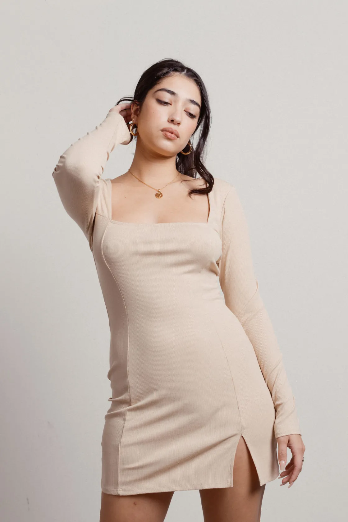 Tobi Gambit Square Neck Bodycon Mini Dress -