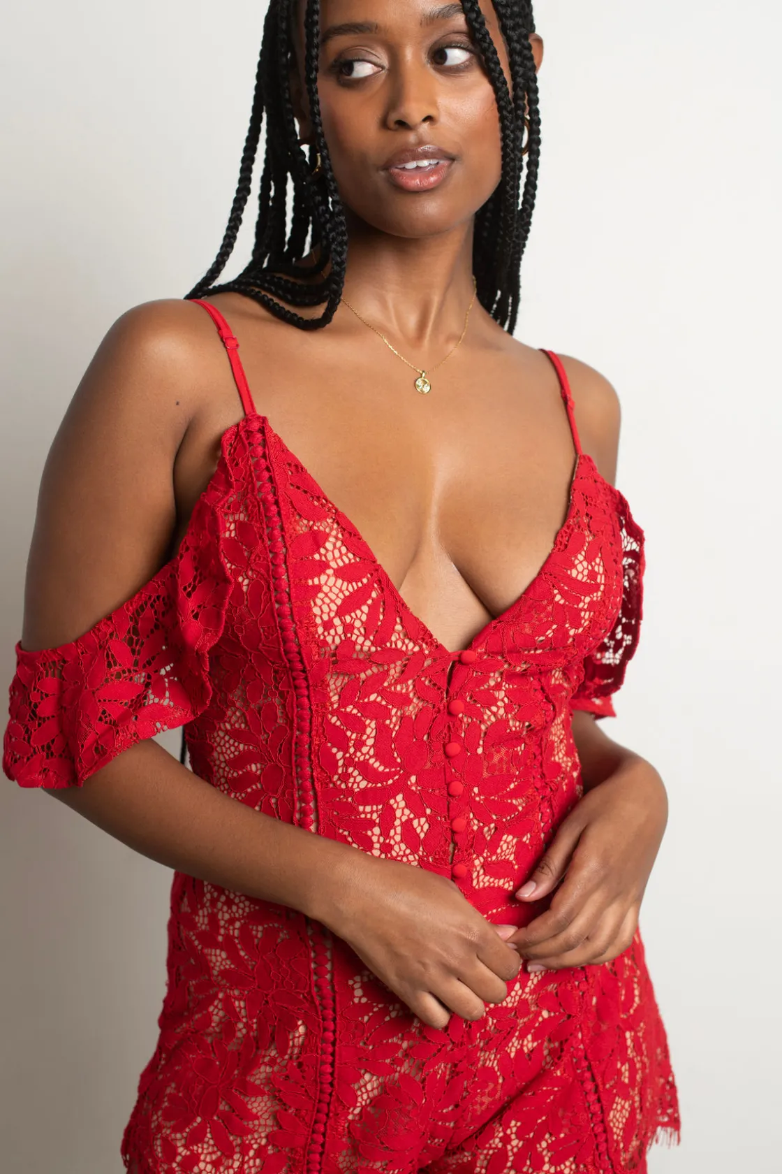 Tobi Genesis Plunging Romper - Blue