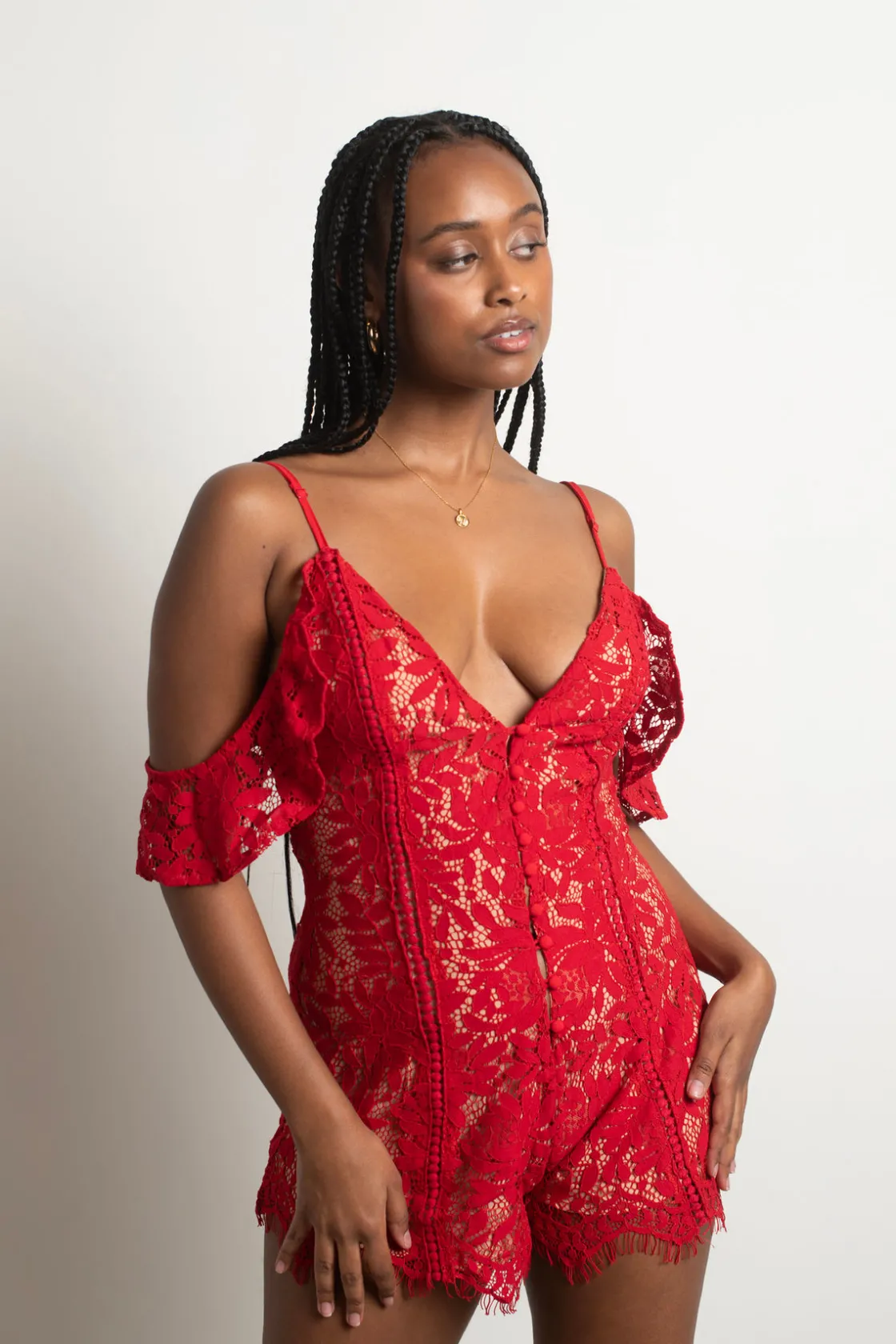 Tobi Genesis Plunging Romper - Blue