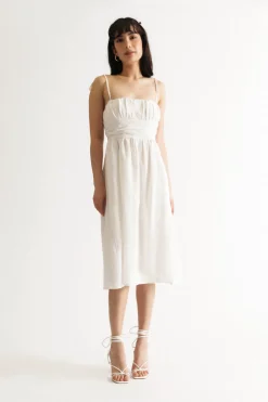 Tobi Get A Clue Ruched Tied Midi Dress