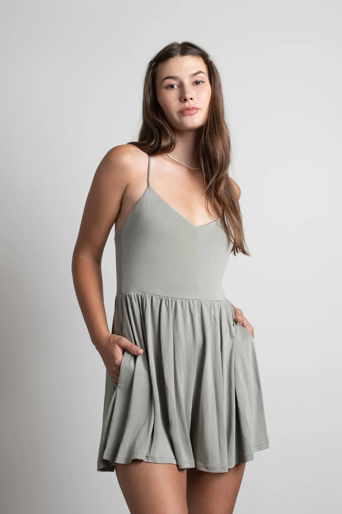 Tobi Get Real Knit Romper - Sage
