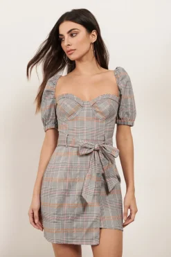 Tobi Gia Plaid Bustier Mini Dress -
