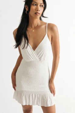Tobi Gianina Smocked Surplice Mini Dress -