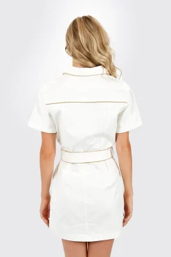 Tobi Gianne Belted Button Up Mini Dress -