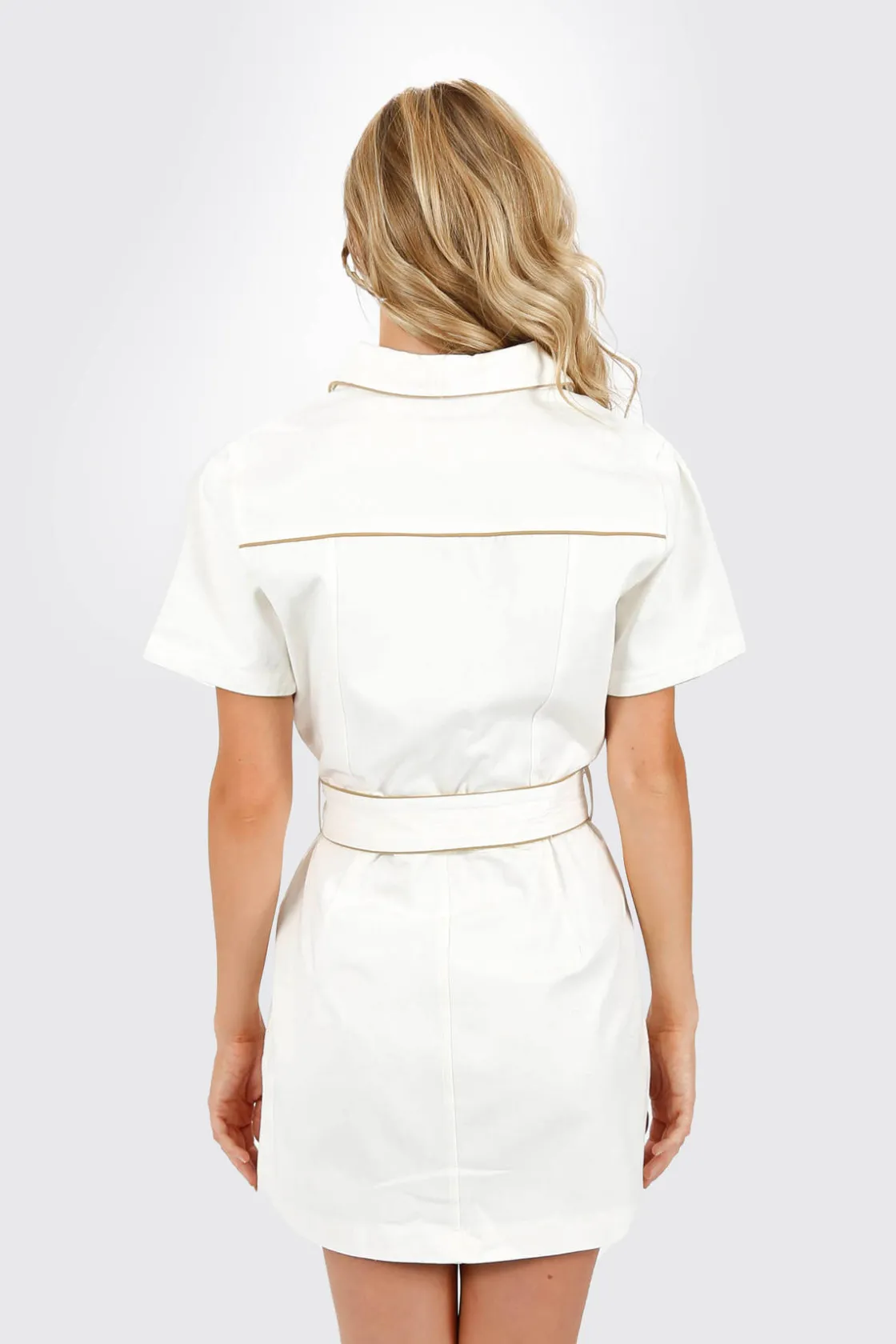 Tobi Gianne Belted Button Up Mini Dress -