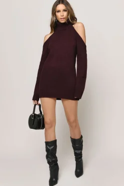 Tobi Give Love Cold Shoulder Sweater Mini Dress -