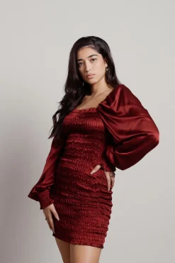 Tobi Glam Night Satin Smocked Mini Dress -