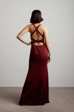 Tobi Glam Nights Cutout High Slit Maxi Dress - Emerald