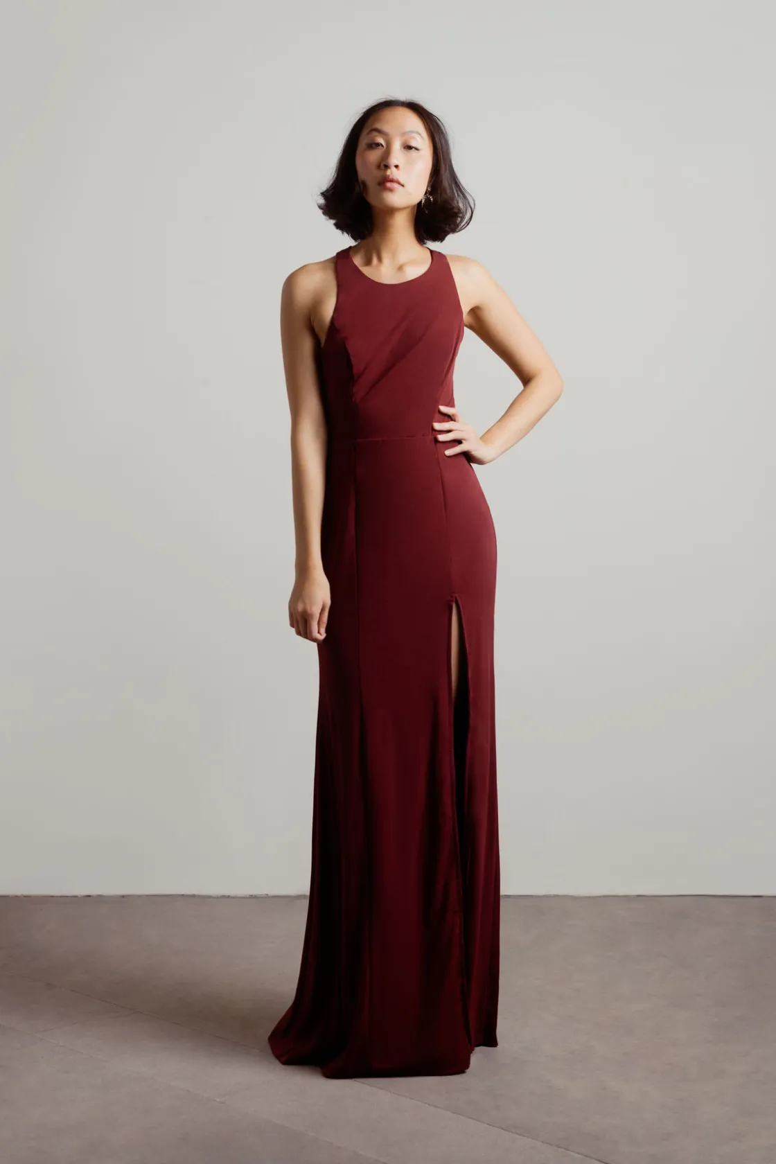 Tobi Glam Nights Cutout High Slit Maxi Dress - Emerald