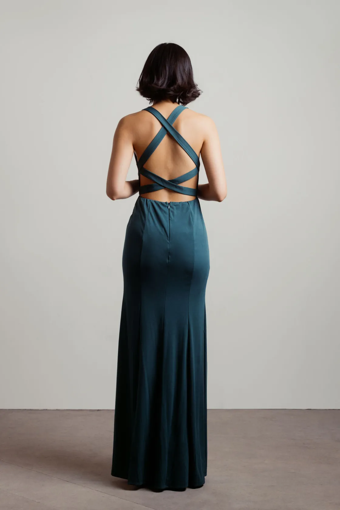 Tobi Glam Nights Cutout High Slit Maxi Dress - Emerald