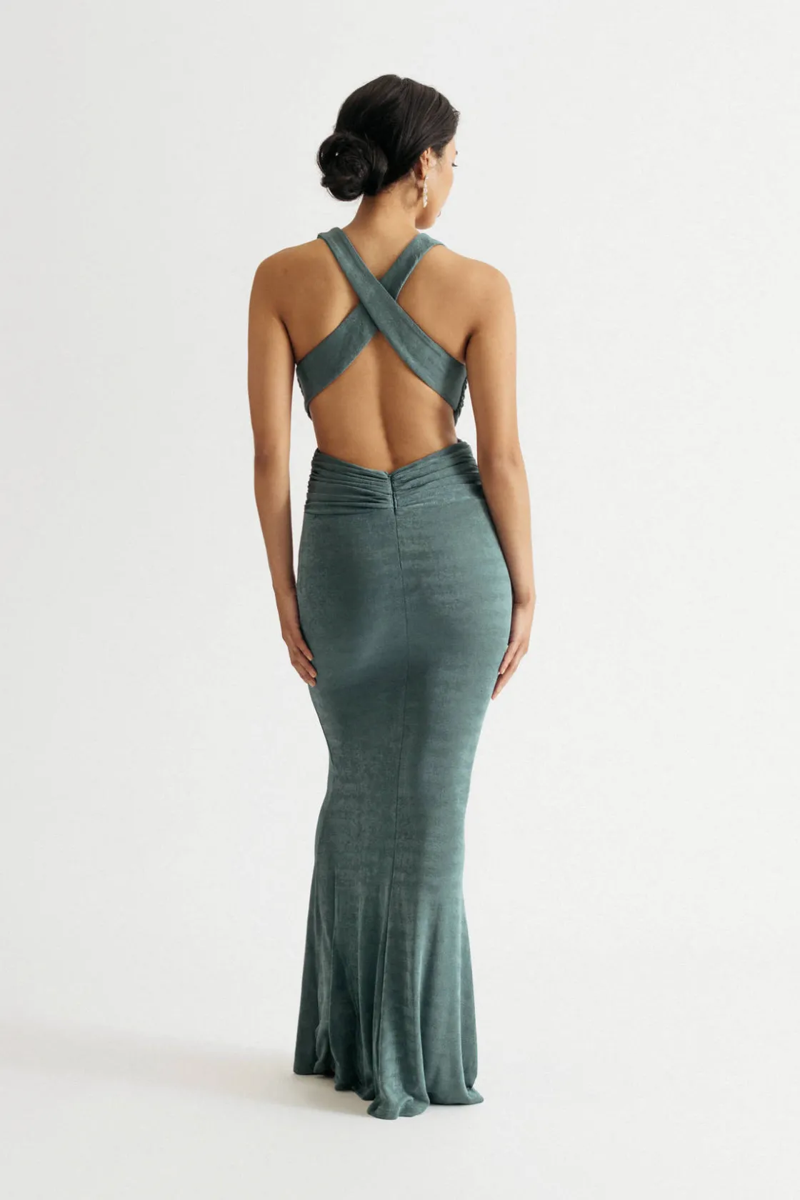 Tobi Glam Nights Mermaid Bodycon Maxi Dress - Blue
