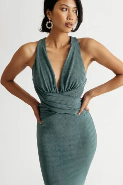 Tobi Glam Nights Mermaid Bodycon Maxi Dress - Blue