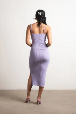 Tobi Go Figure Ribbed Cami Midi Dress - Purple