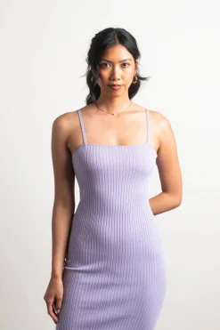 Tobi Go Figure Ribbed Cami Midi Dress - Purple