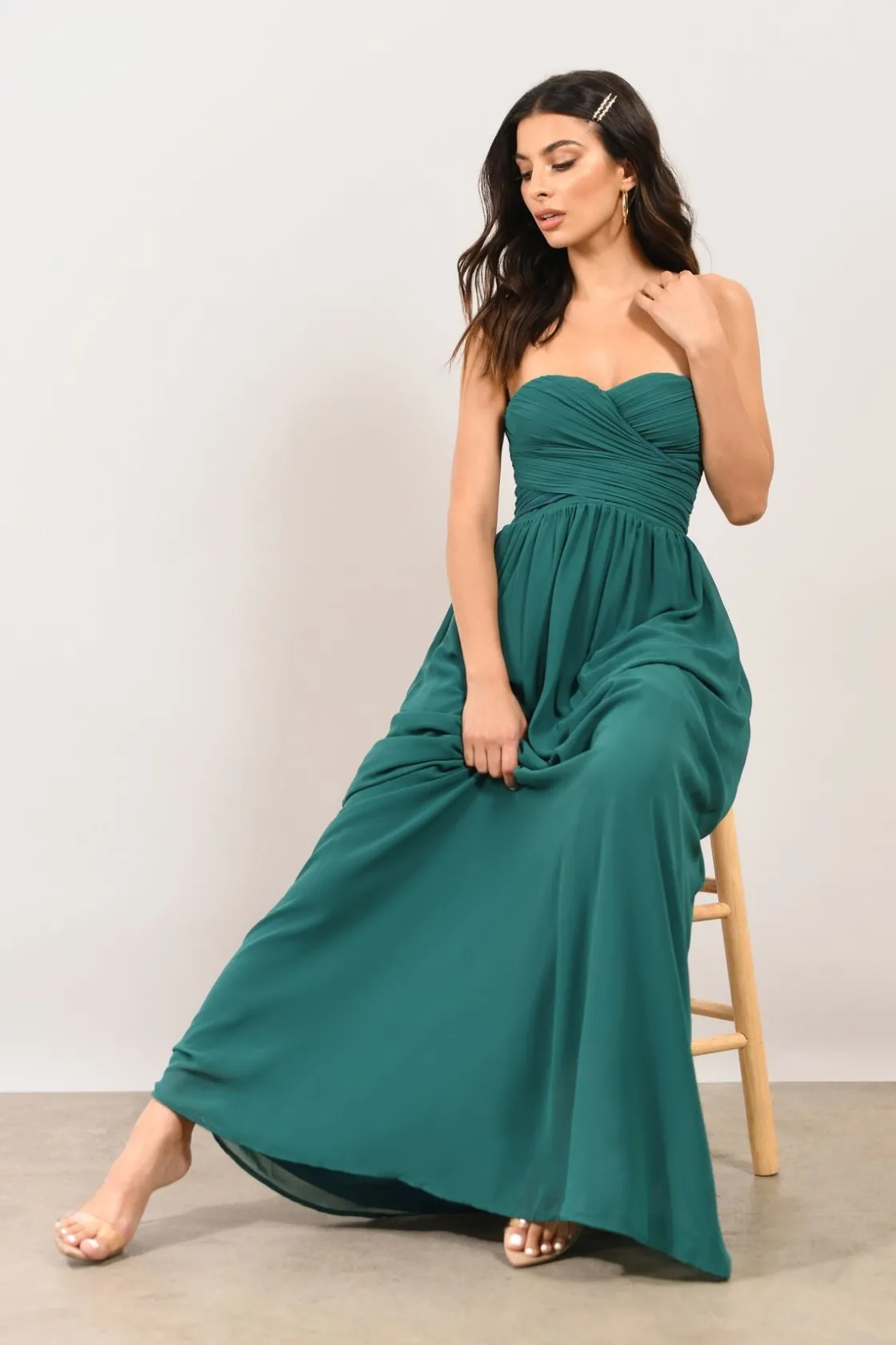 Tobi Go Glam Sweetheart Surplice Maxi Dress - Emerald
