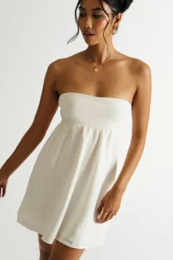 Tobi Go On Textured Strapless Back Tie Skater Dress