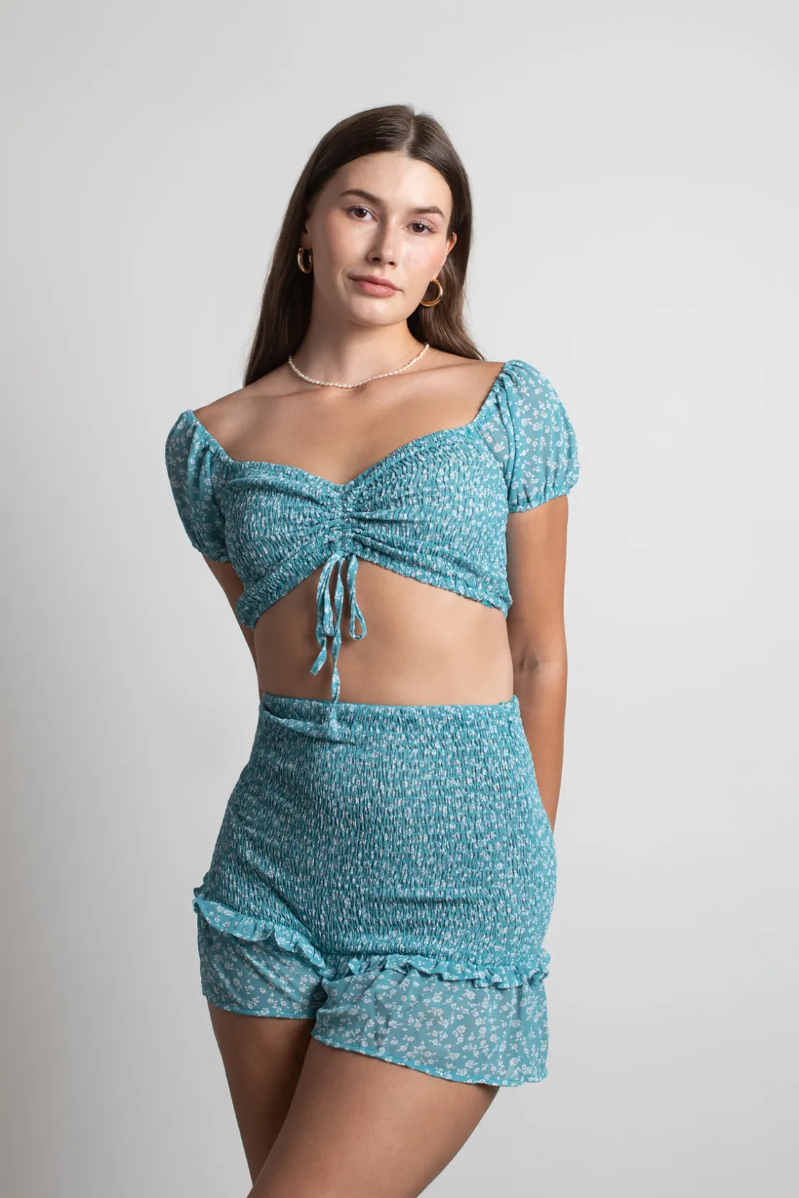 Tobi Godless Crop Top And Skirt Set - Teal