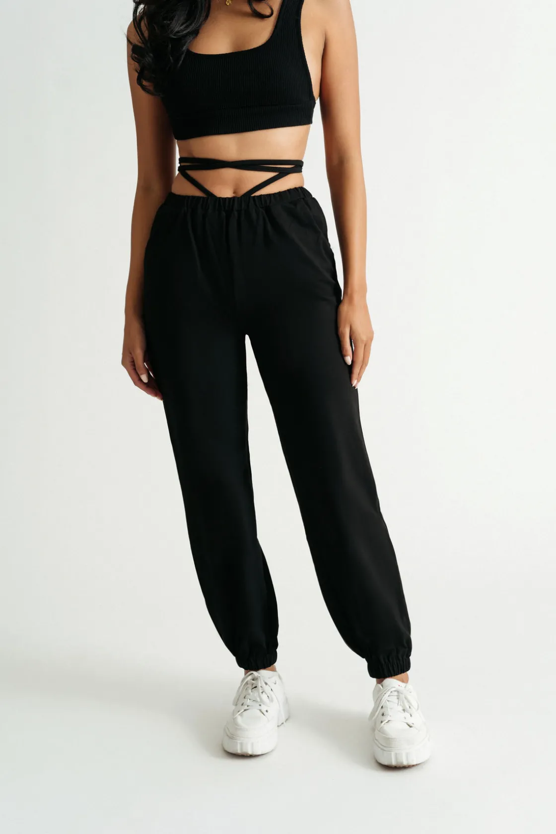 Tobi Going Nowhere Waist Tie Sweatpants - Black