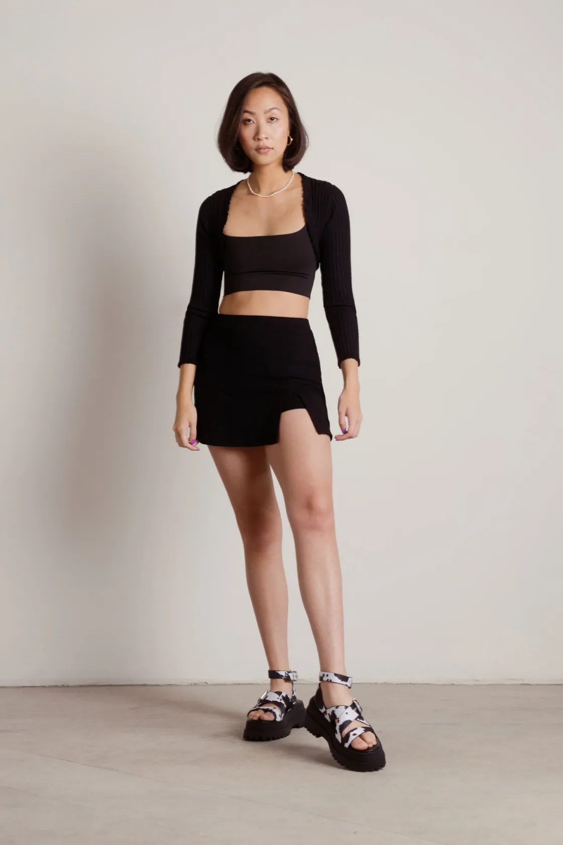 Tobi Good Days Ribbed Cardigan - Black