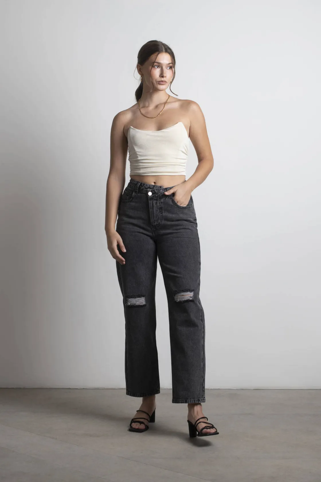 Tobi Good Girl Bad Girl Corset Top - Mocha