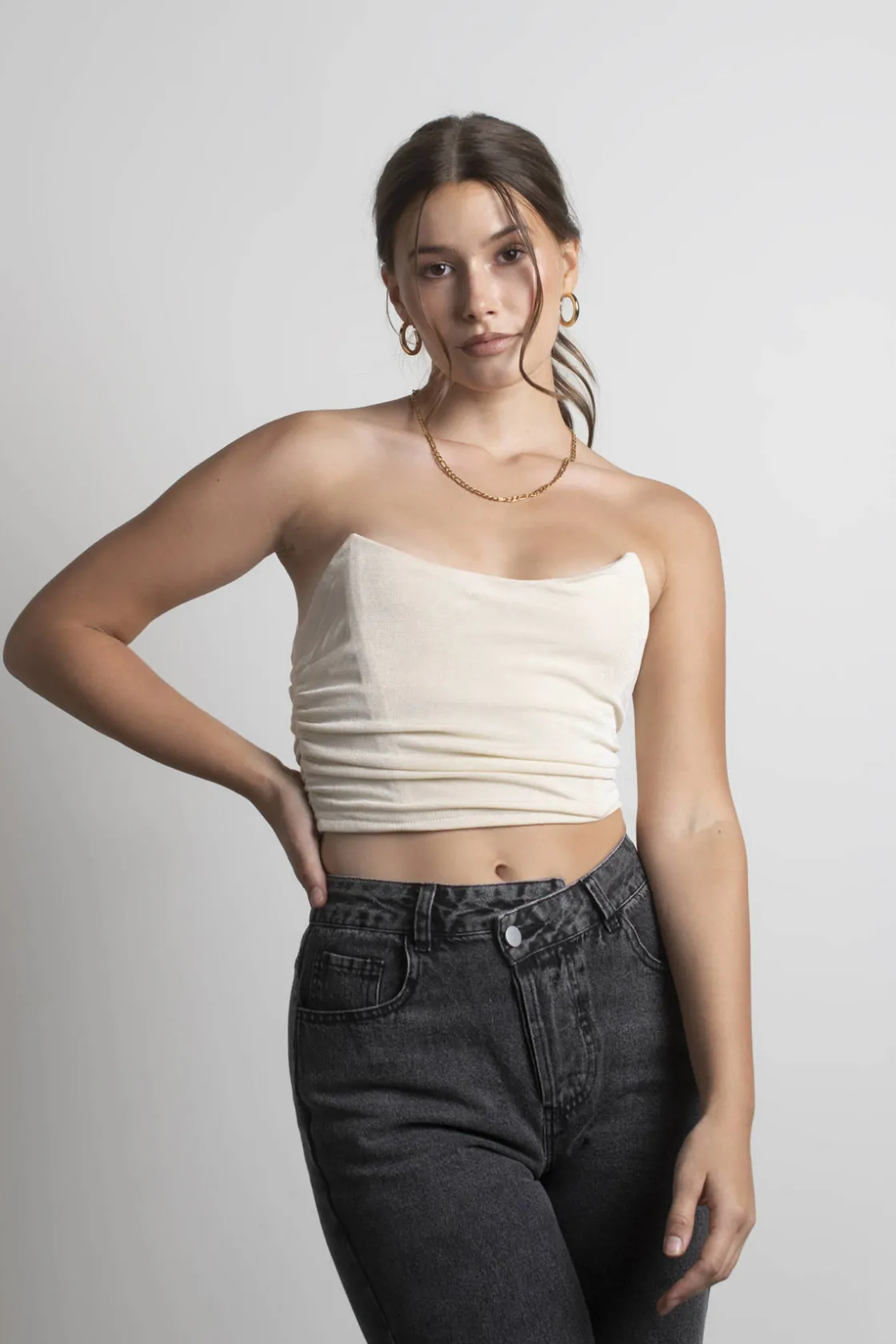 Tobi Good Girl Bad Girl Corset Top - Mocha
